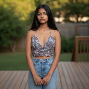 Handmade Crocheted Halter Top.‎